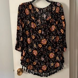 Black + Floral Top